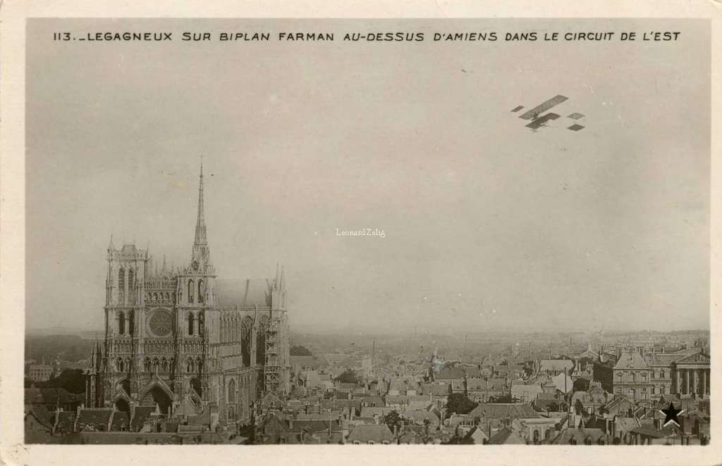 113 - Legagneux sur Biplan Farman au-dessus d'Amiens dans le Circuit de l'Est