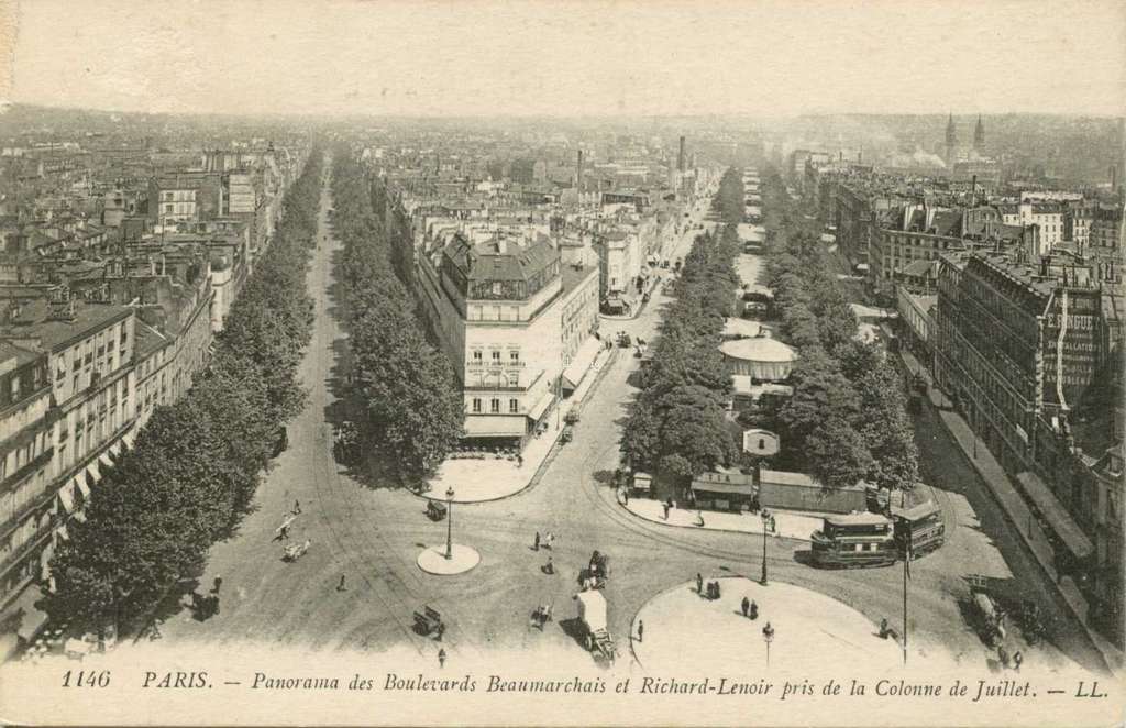 1146 - PARIS - Panorama des Boulevards Beaumarchais et ...