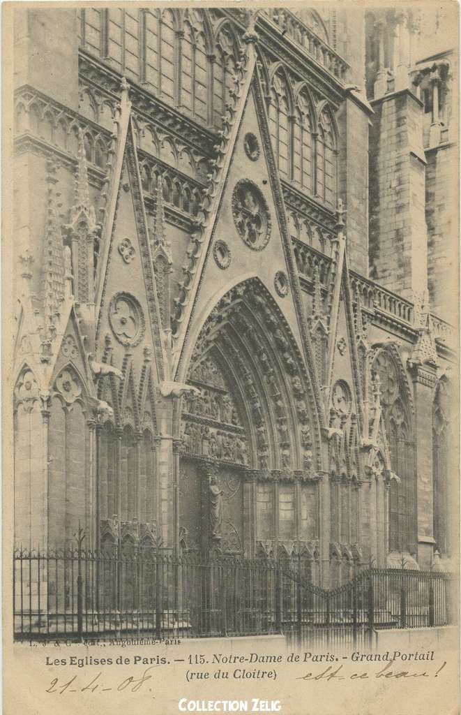 115 - Notre-Dame de Paris - Grand portail - Rue du Cloître