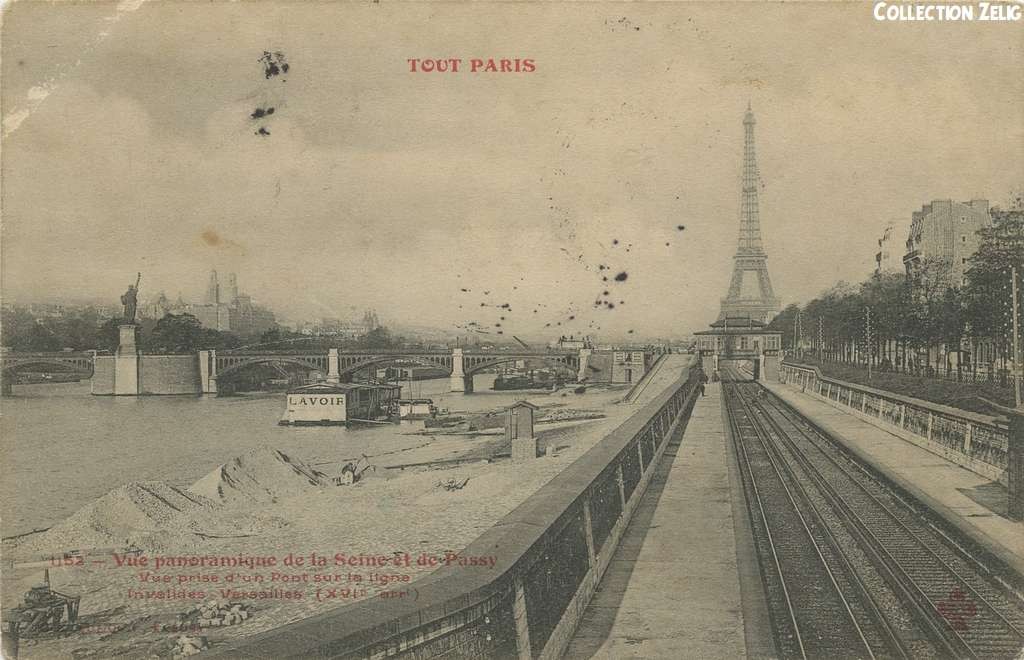 1152 - Vue panoramique de la Seine et de Passy - Ligne des Invalides-Versailles