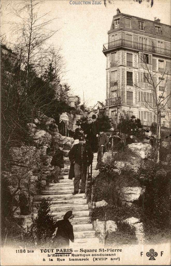 1186 bis - Square St-Pierre - L'escalier rustique de la Rue Lamarck