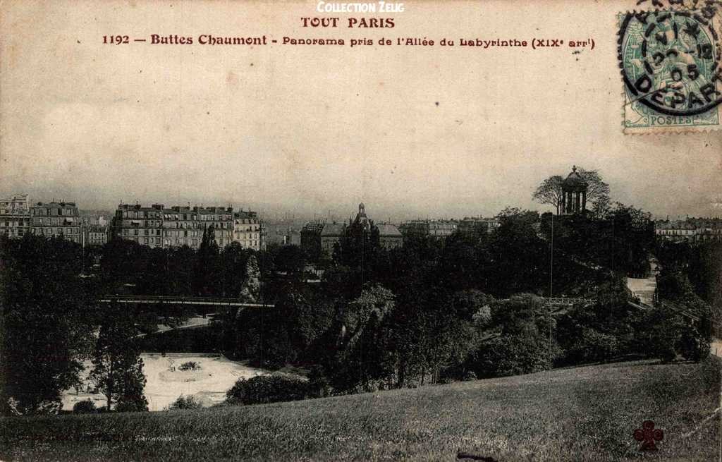 1192 - Buttes-Chaumont - Panorama de l'Allée du Labyrinthe