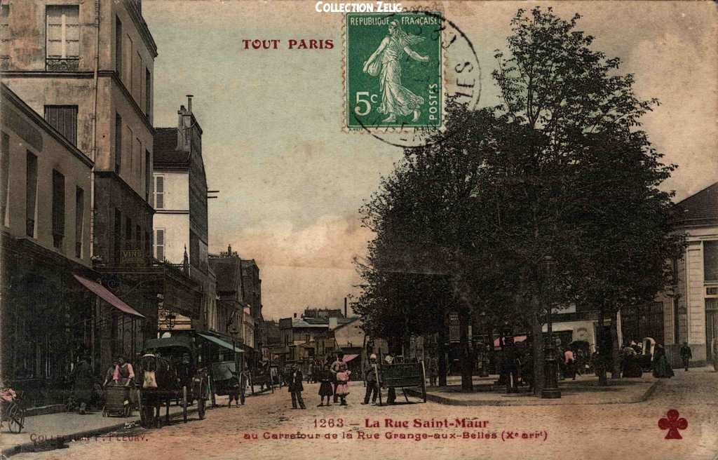 1263 - La Rue St-Maur au carrefour de la Rue Grange-aux-Belles