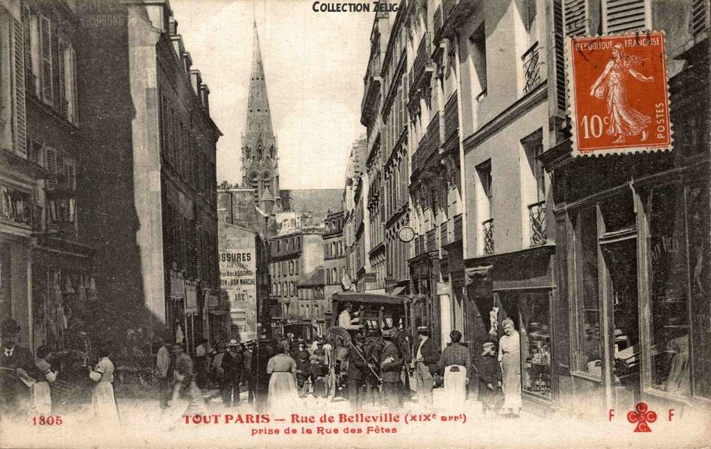 1305 - Rue de Belleville prise de la Rue des Fêtes