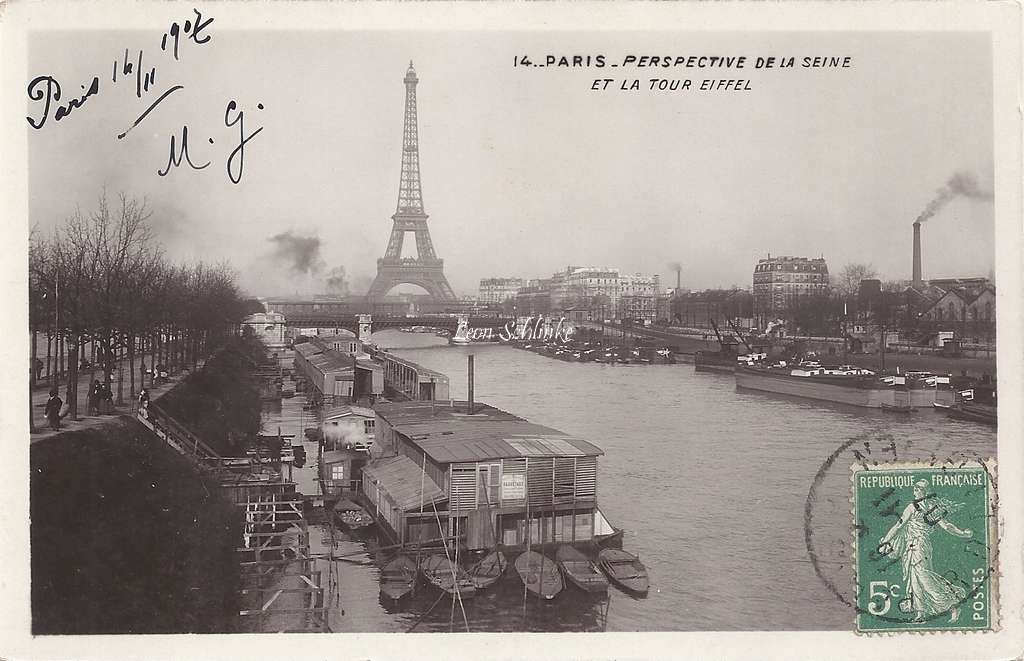 14 - Perspective de la Seine et la Tour Eiffel