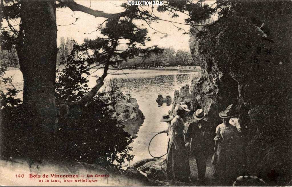 FF 140 - Bois de Vincennes - La Grotte et le Lac (vue artistique)