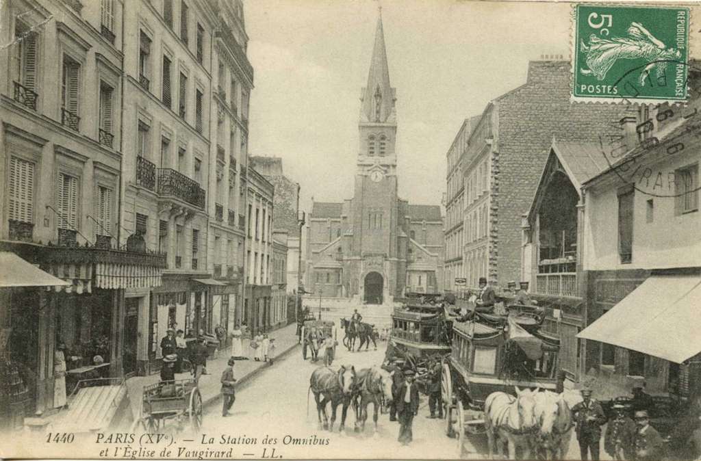 1440 - PARIS - La Station des Omnibus et l'Eglise de Vaugirard