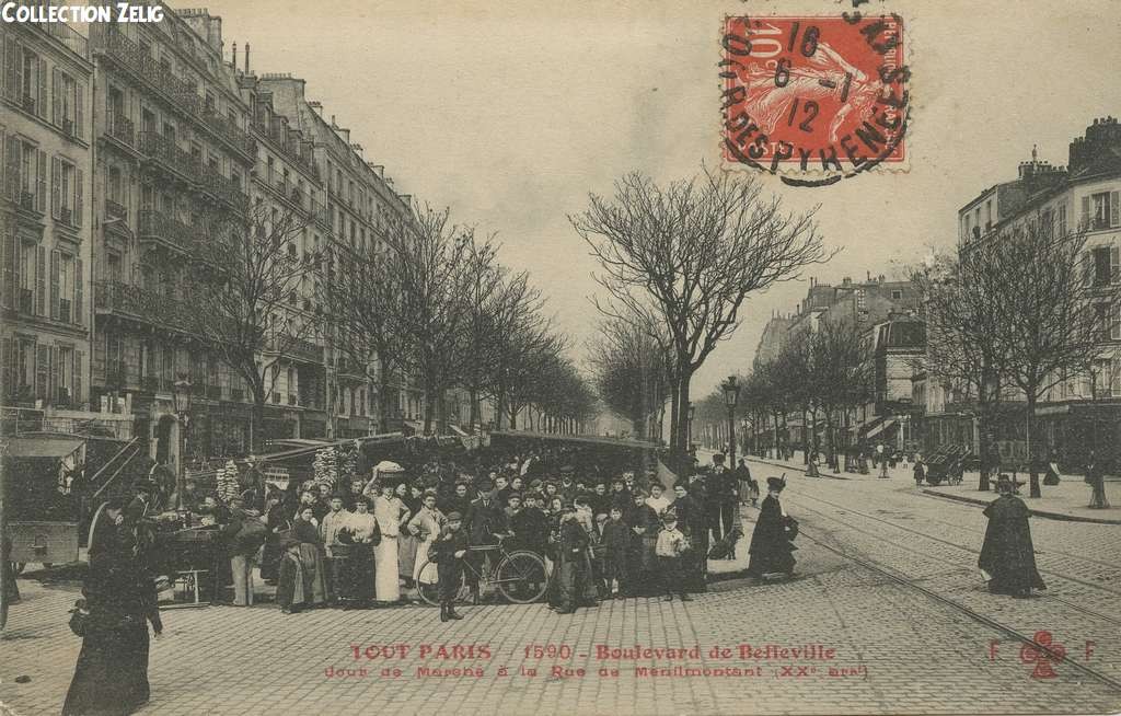 1590 - Boulevard de Belleville - Jour de Marché à la Rue de Ménilmontant