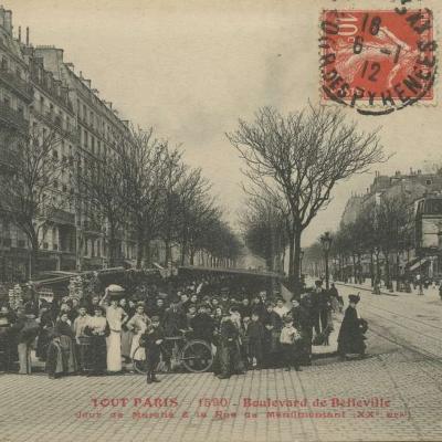 1590 - Boulevard de Belleville - Jour de Marché à la Rue de Ménilmontant