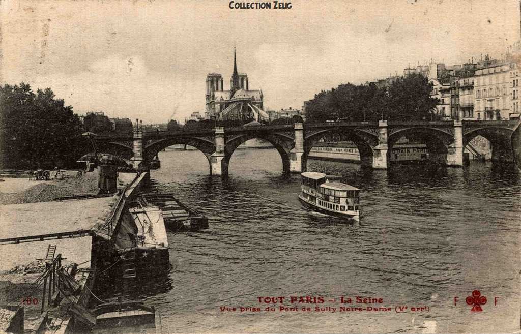 160 - La Seine, vue prise du Pont de Sully Notre-Dame