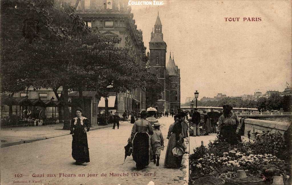 162 - Quai aux Fleurs un jour de marché