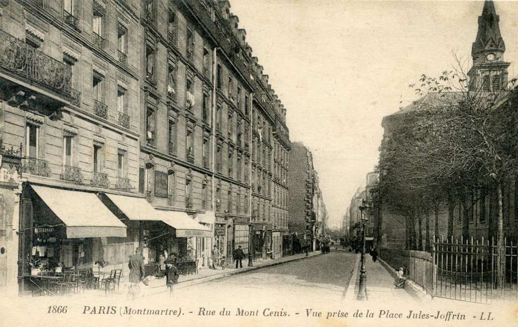 1866 - PARIS - Rue du Mont-Cenis - Vue prise de la Place Jules-Joffrin