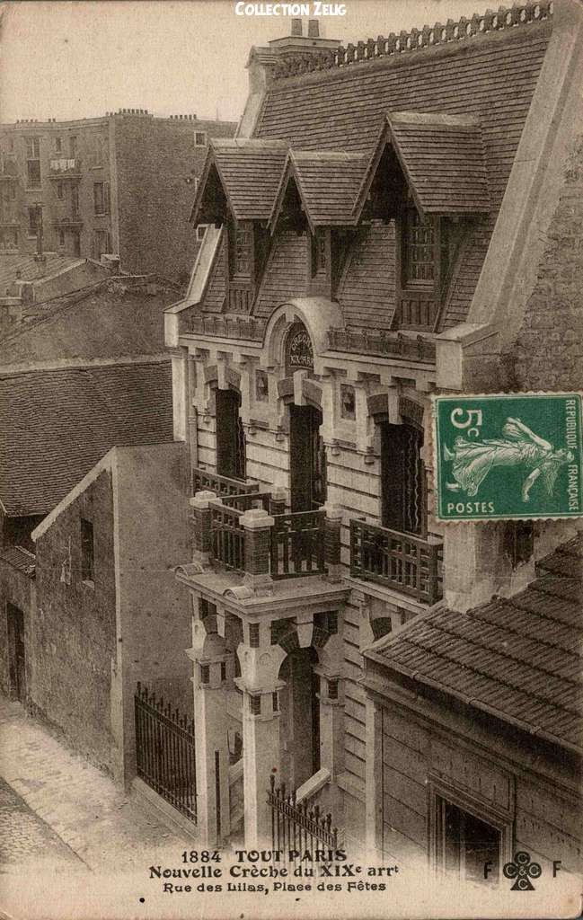 1884 - Nouvelle Crèche du XIX° arrt - Rue des Lilas - Place des Fêtes