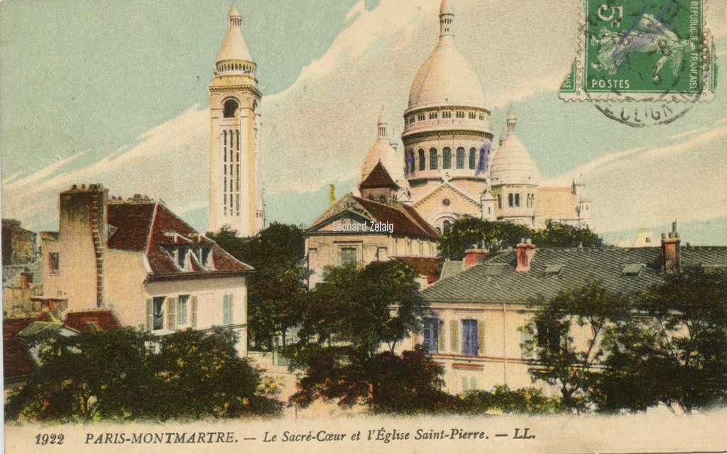 1922 - PARIS - Le Sacré-Coeur et l'Eglise Saint-Pierre