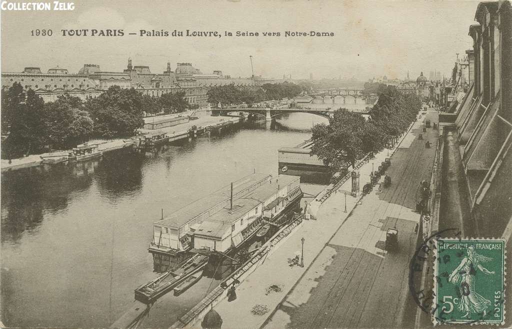 1930 - Palais du Louvre - La Seine vers Notre-Dame