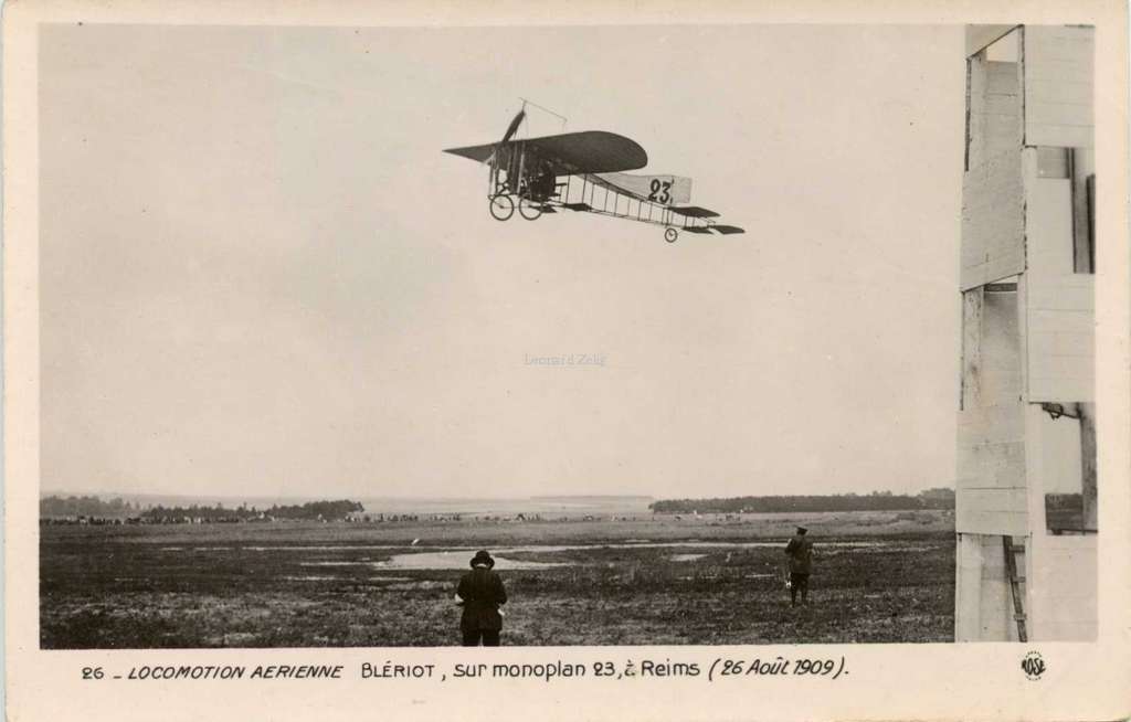 26 - Locomotion Aérienne - Blériot sur monoplan 23 à Reims (26 Août 1909).jpg