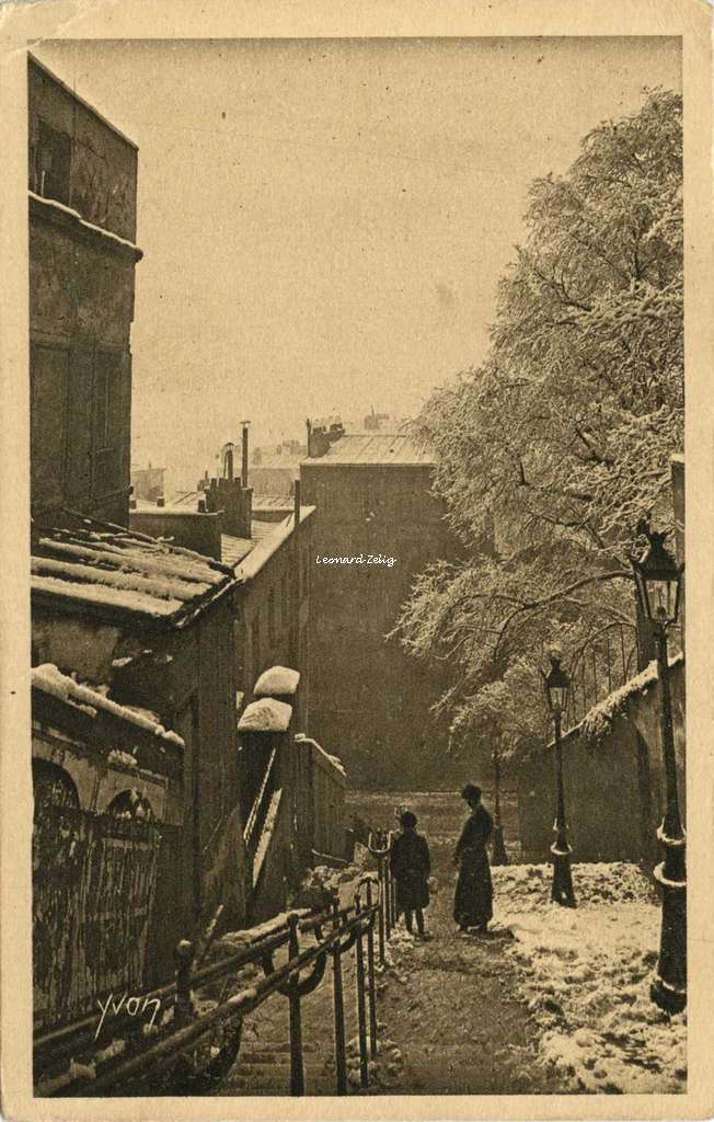 279 - Montmartre sous la neige - Rue du Calvaire