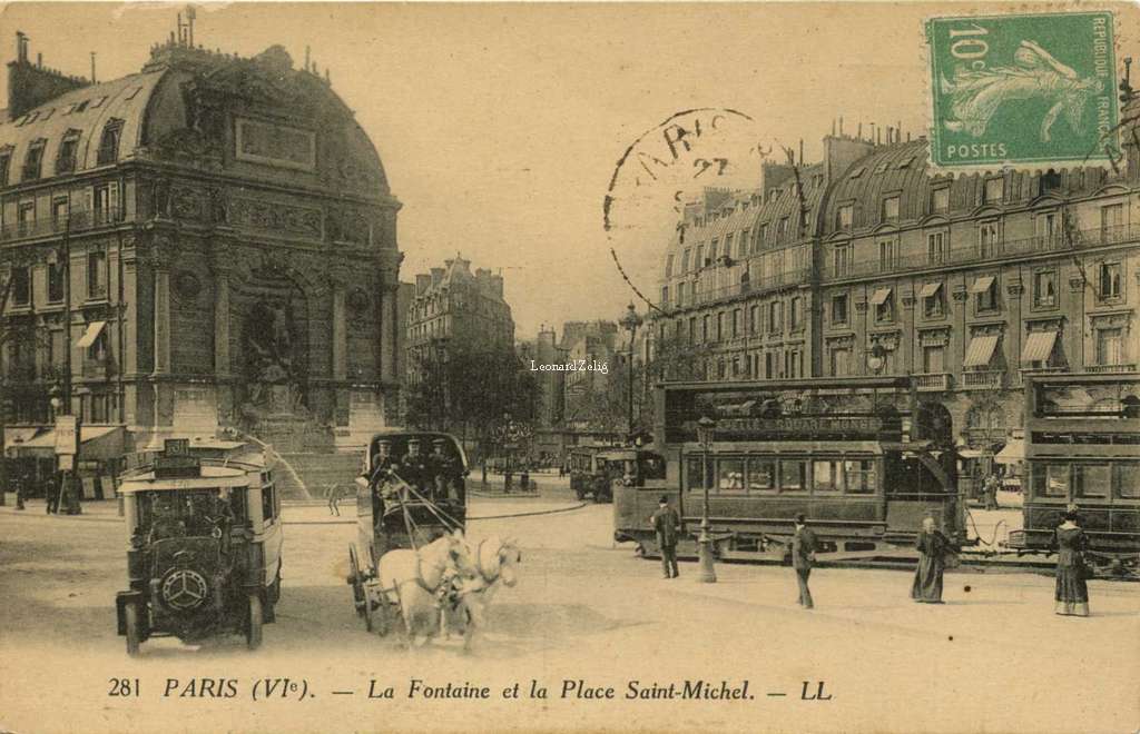 281 - PARIS - La Fontaine et la Place Saint-Michel