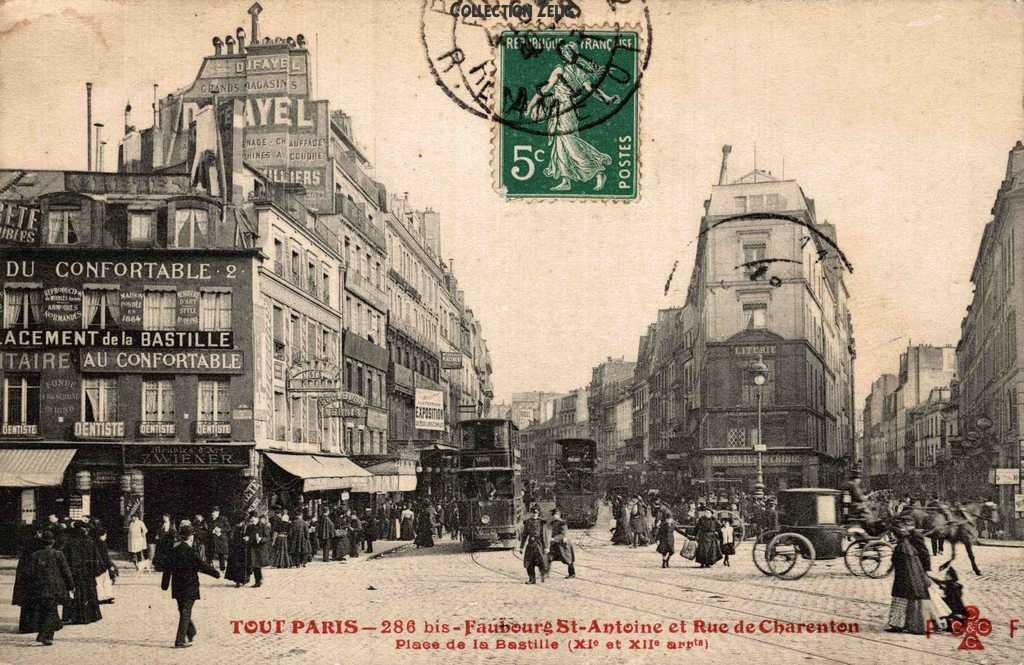 286 bis - Faubourg St-Antoine et Rue de Charenton - Place de la Bastille