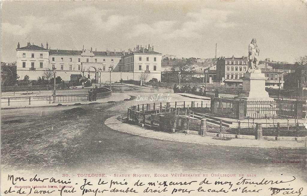30 - Statue Riquet - Ecole Vétérinaire et Obélisque de 1815