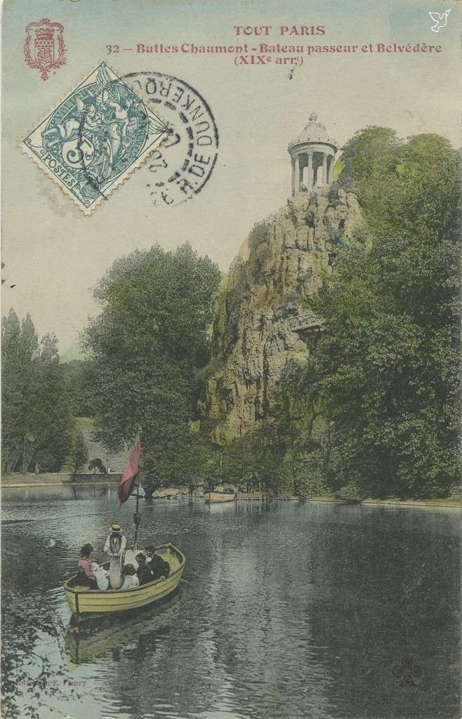 32 - Buttes-Chaumont - Bateau passeur et le Belvédère