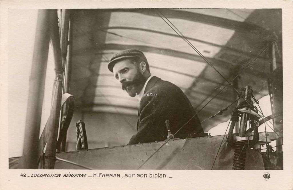 42 - Locomotion Aérienne - H.Farman sur son biplan