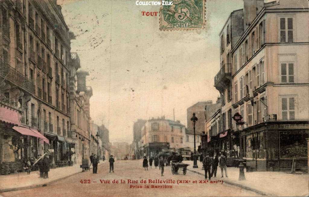 422 - Vue de la Rue de Belleville - Prise la Barrière