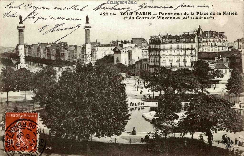 427 bis - Panorama de la Place de la Nation et du Cours de Vincennes