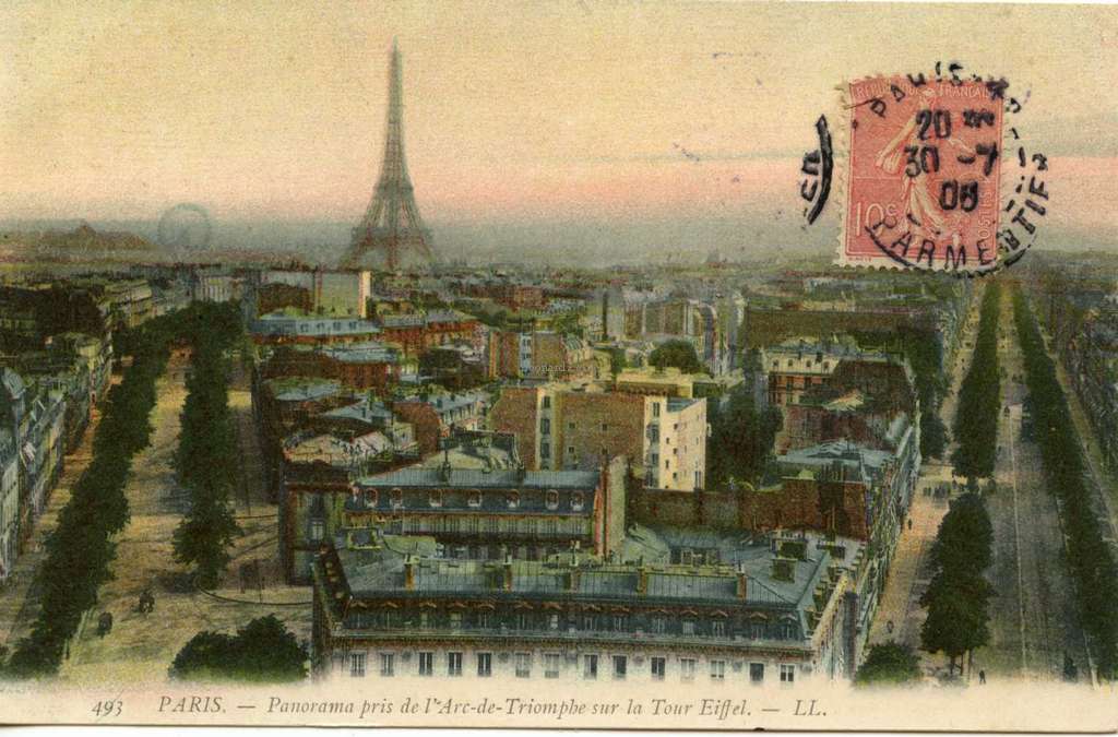 493 - PARIS - Panorama pris de l'Arc-de-Triomphe sur la Tour Eiffel