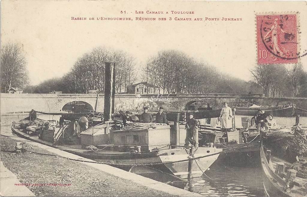 51 - L'Embouchure, réunion des 3 canaux aux Ponts-Jumeaux
