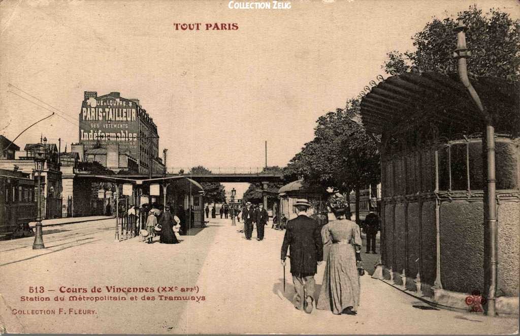 513 - Cours de Vincennes - Station du Métropolitain et des Tramways