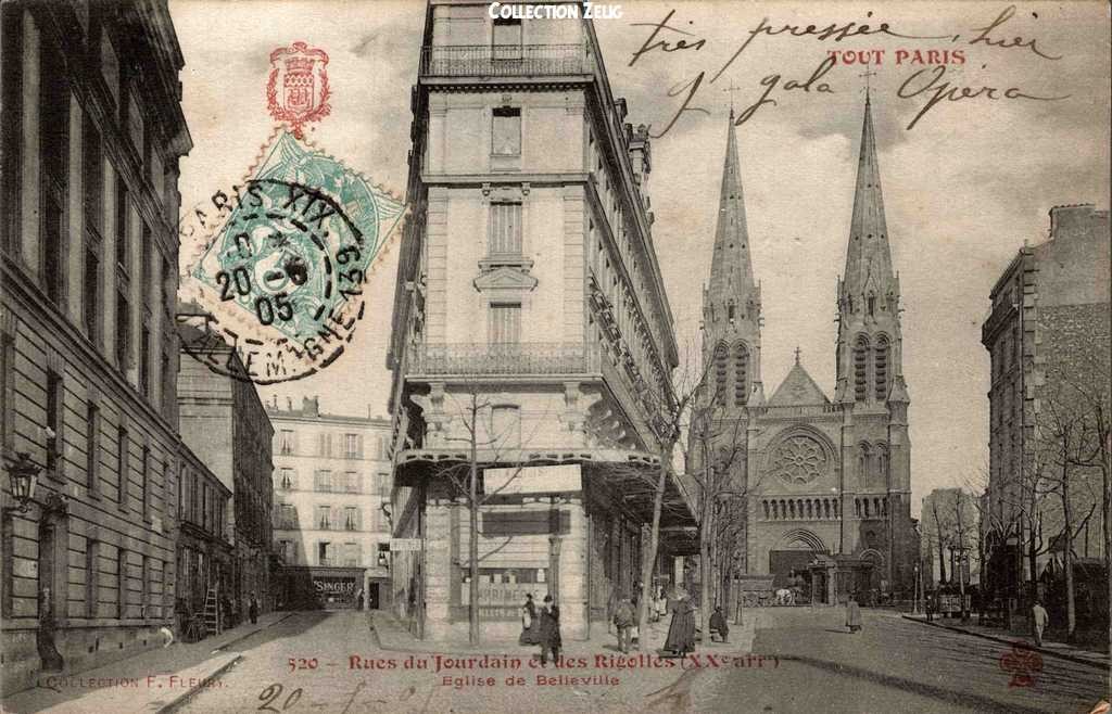 520 - Rues du Jourdain et des Rigolles - Eglise de Belleville