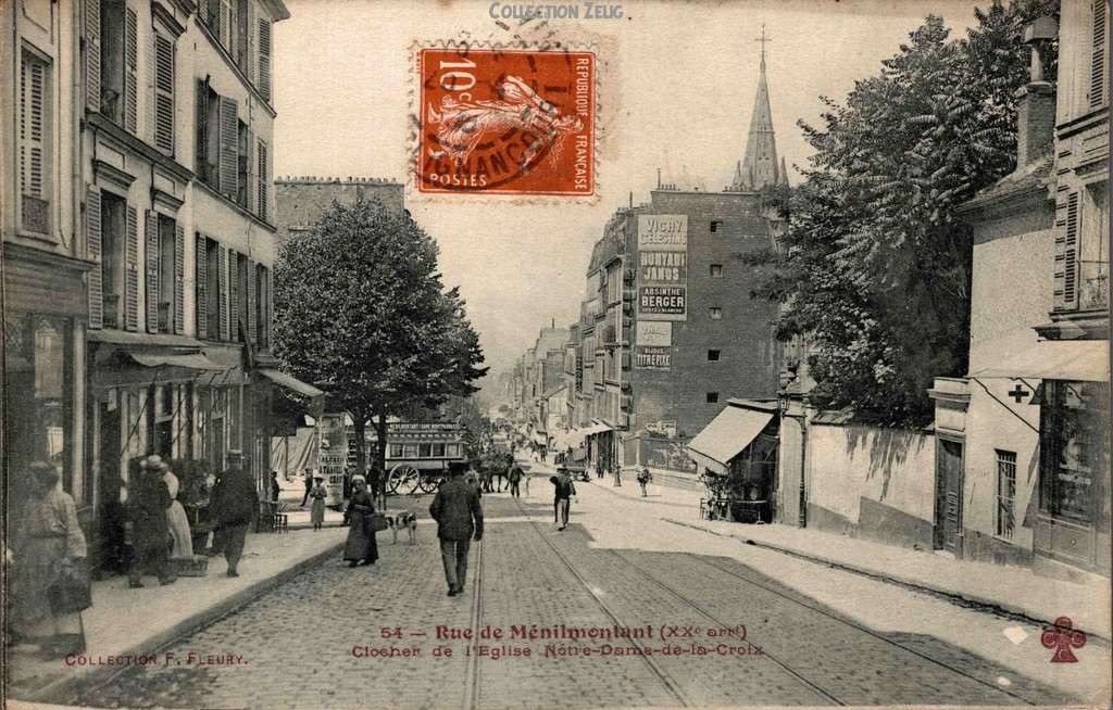 54 - Rue de Ménilmontant - Clocher de l'Eglise Notre-Dame de la Croix