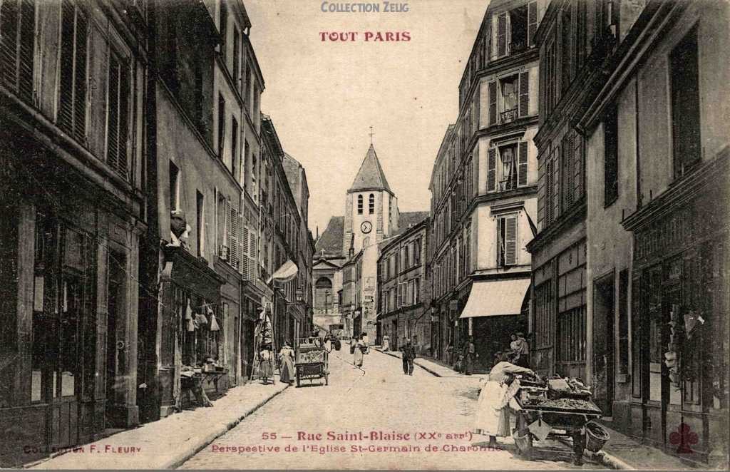 55 - Rue Saint-Blaise -Perspective de l'Eglise St-Germain de Charonne