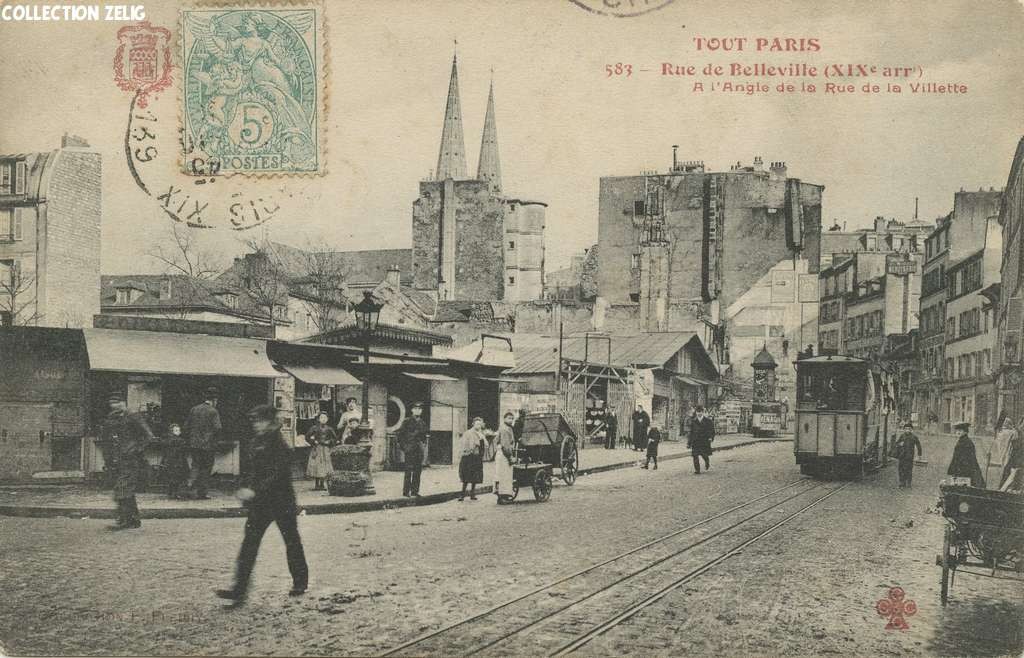 583 - Rue de Belleville à l'angle de la Rue de la Villette