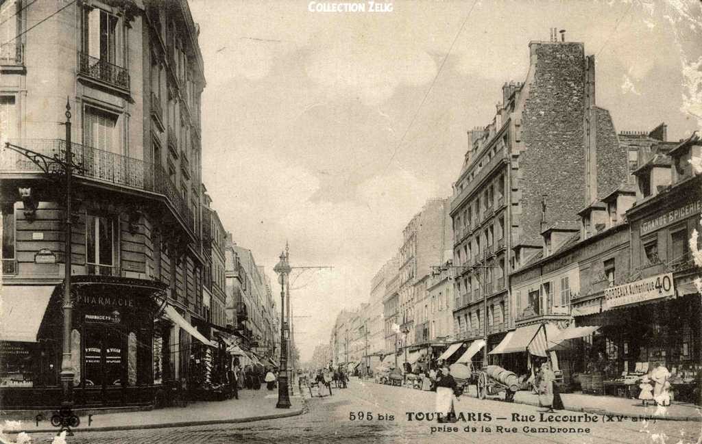595 bis - Rue Lecourbe prise de la Place Cambronne