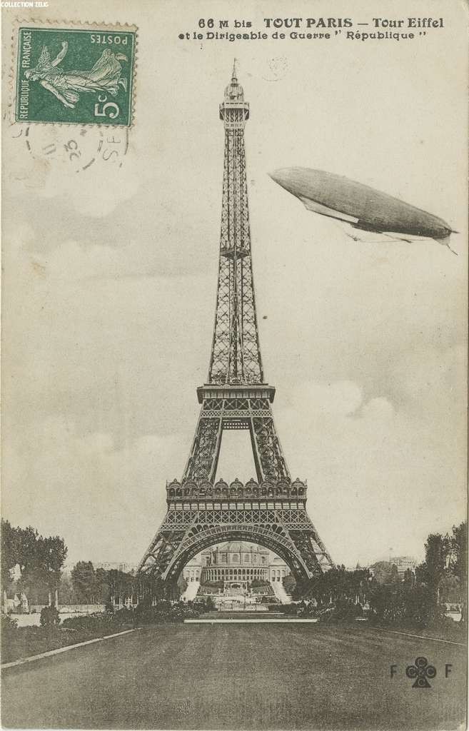 66 M bis - Tour Eiffel et le Dirigeable de Guerre République