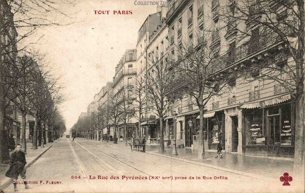 664 - La Rue des Pyrénées prise de la Rue Orfila