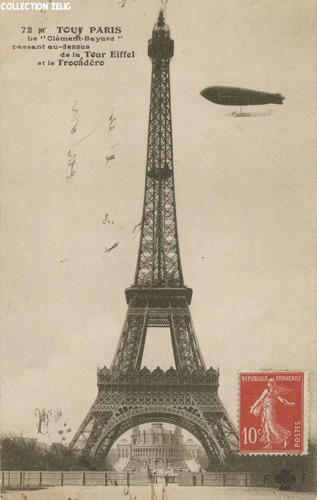 72 M - Le Clément-Bayard passant au-dessus de la Tour Eiffel et du Trocadéro