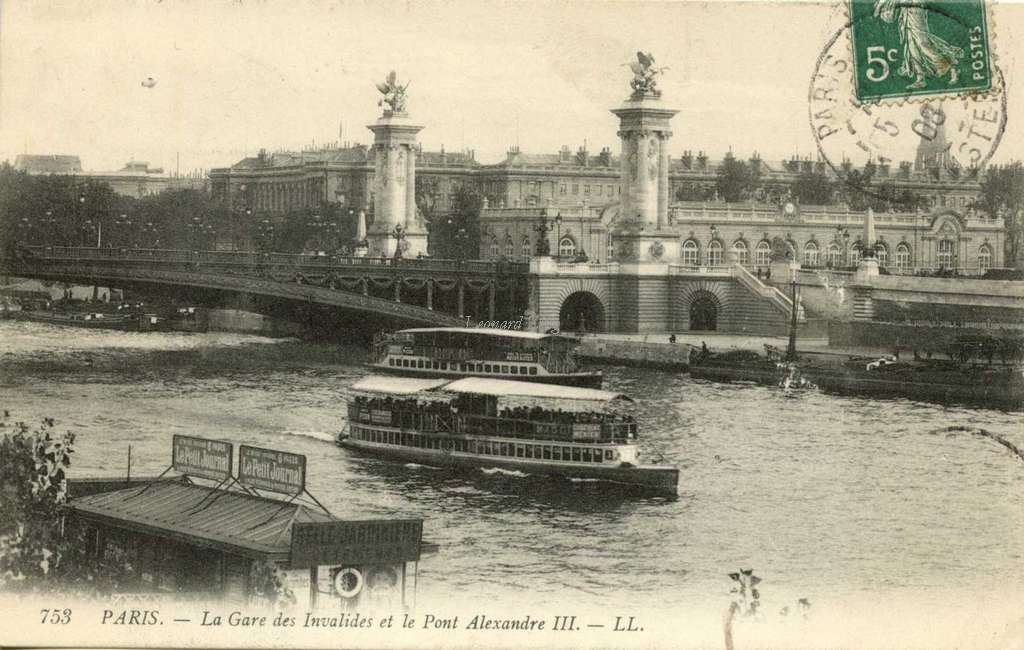 753 - PARIS - La Gare des Invalides et le Pont Alexandre III