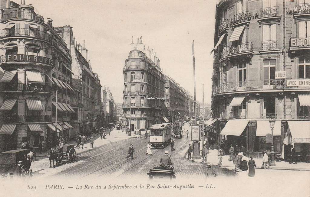 824 - PARIS - La Rue du 4 Septembre et la Rue Saint-Augustin