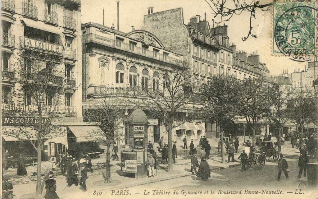 830 - PARIS - Le Théâtre du Gymnase et le Boulevard Bonne-Nouvelle