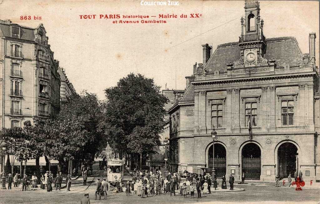 863 bis - Mairie du XX° arrt et Avenue Gambetta