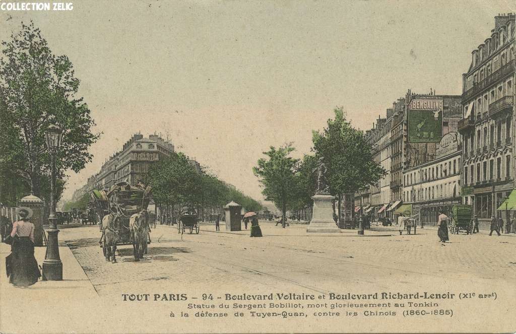 94 - Boulevard Voltaire et Boulevard Richard-Lenoir - Statue de Bobillot ..