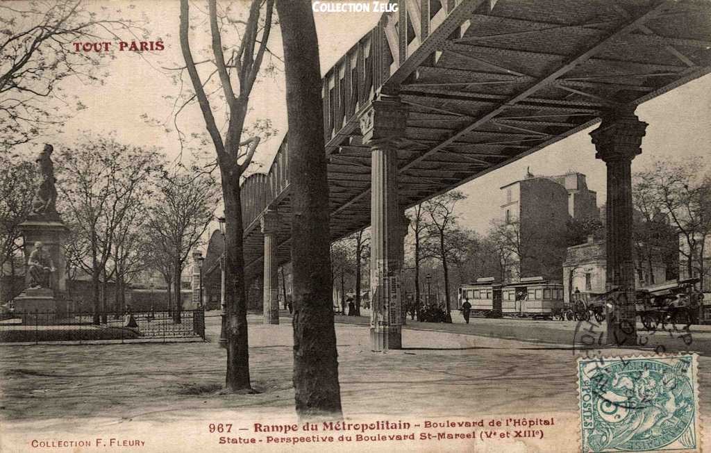967 - Rampe du Métropolitain Boulevard de l'Hôpital - Statue