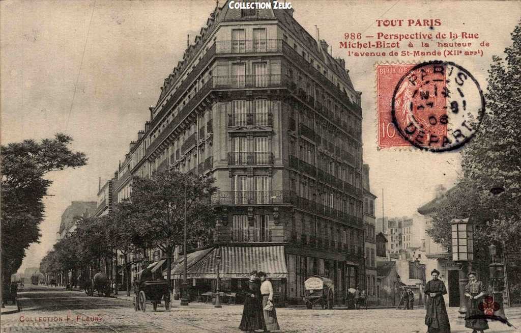 986 - Perspective de la Rue Michel-Bizot à la hauteur de l'Avenue de St-Ma