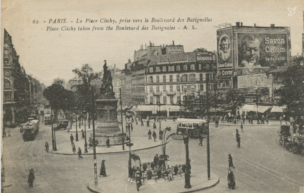 AL 62 - La Place Clichy prise vers le Boulevard des Batignolles