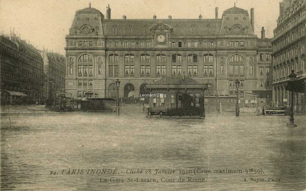 AN 24 - Crue de 1910 - La Gare St-Lazare et Cour de Rome