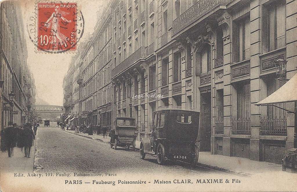 Aubry - Faubourg Poissonnière - Maison Clair, Maxime & Fils