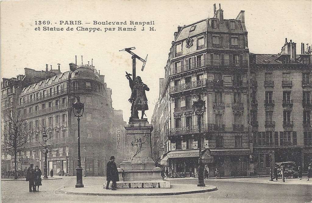 JH 1369 - Boulevard Raspail et Statue de Chappe par Ramé